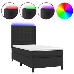 vidaXL Rams&auml;ng med madrass & LED svart 100x200 cm konstl&auml;der