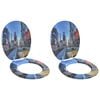 vidaXL Toalettsitsar med lock 2 st MDF New York