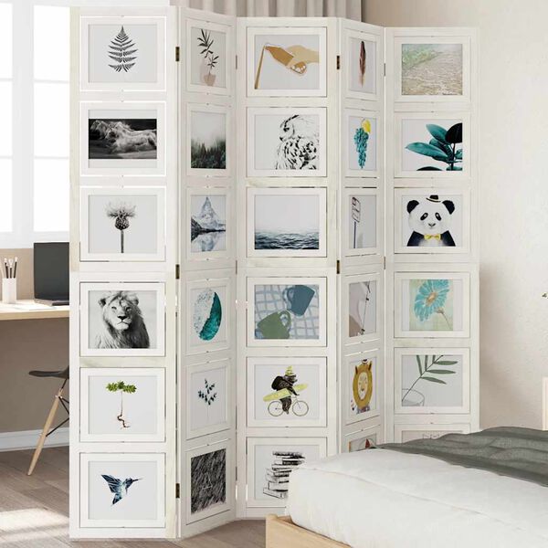 vidaXL Rumsavdelare 5 paneler vit massivt kejsartr&auml;