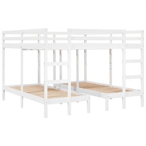 vidaXL V&aring;ningss&auml;ng 3 platser vit 200x200/80x200 cm massiv furu