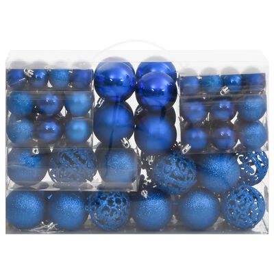 vidaXL Julgranskulor 111 delar blå polystyren