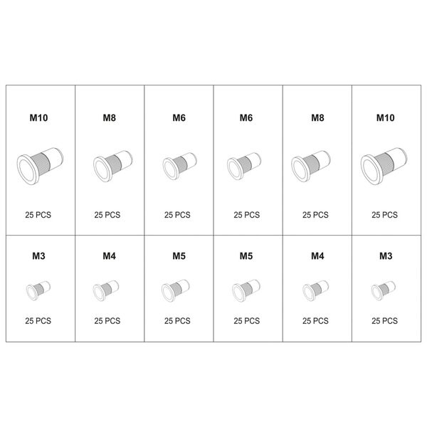 YATO Nitmuttersats 300 delar aluminium kolstol M3-M10