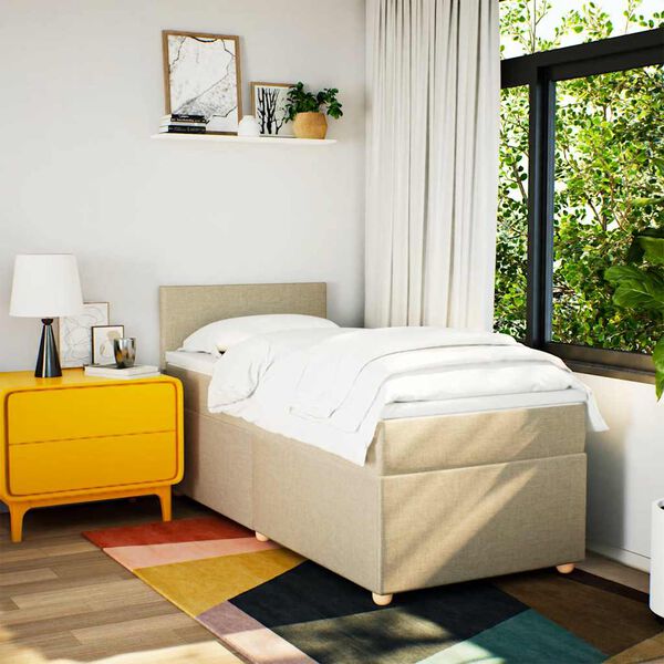 vidaXL Rams&auml;ng med madrass gr&auml;ddvit 80x200 cm tyg