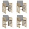 vidaXL Tr&auml;dg&aring;rdsstolar med dynor 4 st blandad beige konstrotting