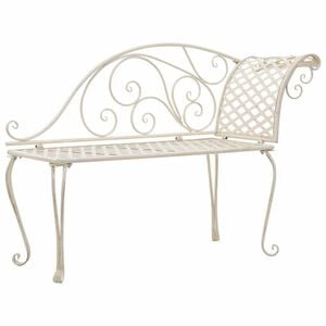 vidaXL Tr&auml;dg&aring;rdsb&auml;nk sch&auml;slong 128 cm metall antikvit