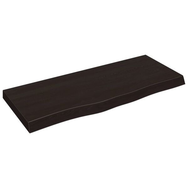 vidaXL Vägghylla mörkbrun 100x40x(2-6) cm behandlad massiv ek