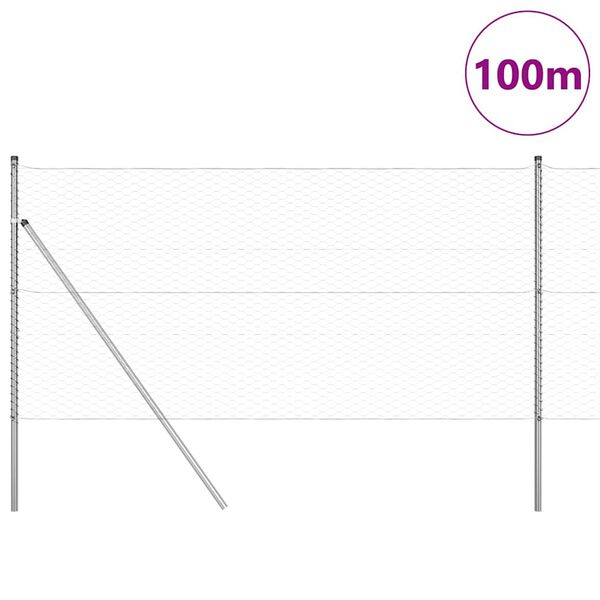 vidaXL St&auml;ngselstolpe Silver 100 x 1,4 m (36 mm n&auml;t) St&aring;l