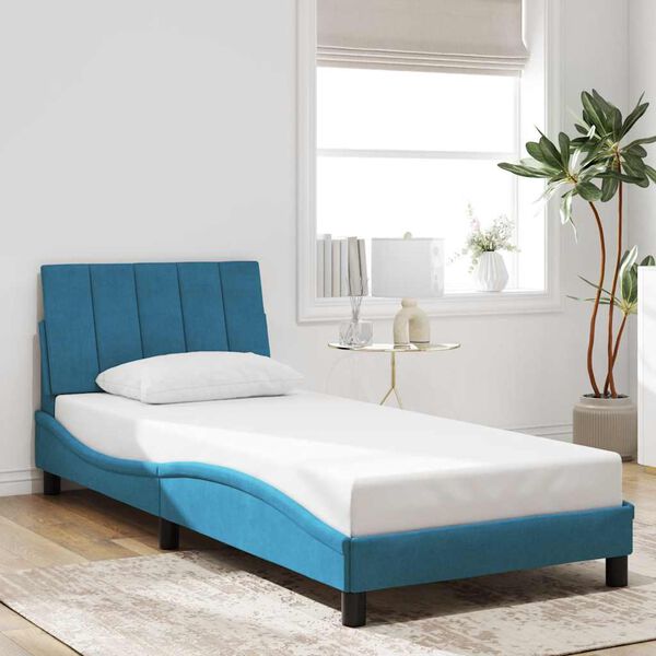 vidaXL Bed Frame without Mattress "Hanko" Blue 90x190 cm Velvet