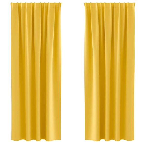 vidaXL M&ouml;rkl&auml;ggningsgardiner med Ringar 2 pcs Senapsgul 245 x 140 cm