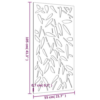 vidaXL Väggdekoration 105x55 cm rosttrögt stål bladdesign
