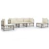 vidaXL Loungegrupp 5 delar med dynor antracit konstrotting