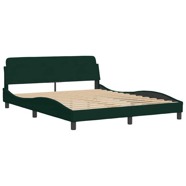 vidaXL Bed with Mattress Dark Green 160x200 cm Velvet