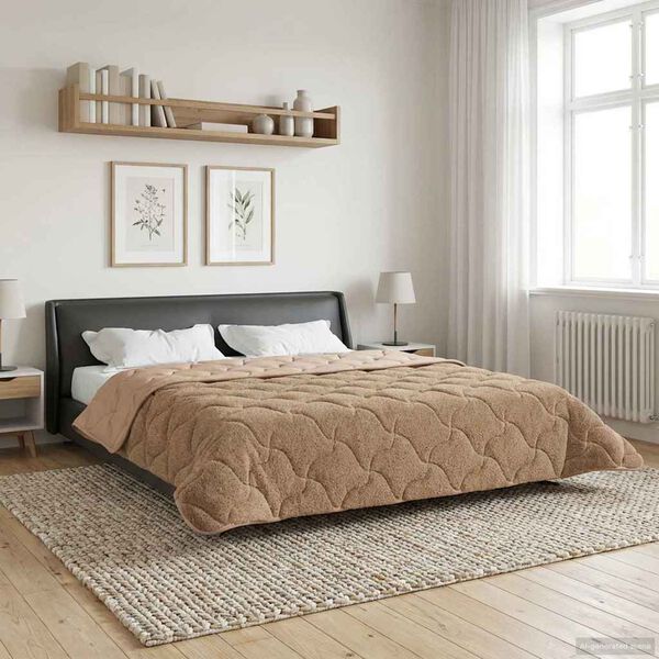vidaXL Sommar Duvet Taupe 220 x 260 cm Mikrofiber och Teddyfleece