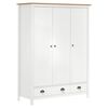 vidaXL Garderob 3 d&ouml;rrar Hill vit 127x50x170 cm massiv furu
