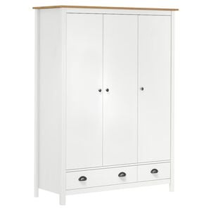 vidaXL Garderob 3 d&ouml;rrar Hill vit 127x50x170 cm massiv furu