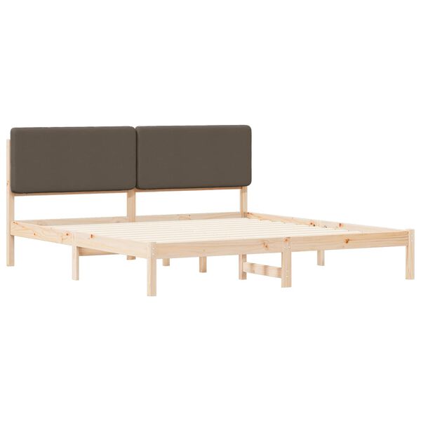 vidaXL S&auml;ngram med Kl&auml;dd Huvudgavel Taupe 200 x 200 cm Massiv furu