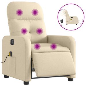 vidaXL Elektrisk massagef&aring;t&ouml;lj gr&auml;ddvit tyg