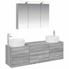 vidaXL Badrumsm&ouml;belset 4 pcs Gr&aring; Sonoma Konstruerat tr&auml; och glas
