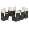 vidaXL Matgrupp f&ouml;r tr&auml;dg&aring;rden med dynor 9 delar svart konstrottning