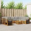 vidaXL Soffgrupper 10 pcs Naturlig och Ljus Gr&aring; Massivt Akaciatr&auml;