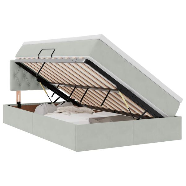 vidaXL F&ouml;rvaringss&auml;ng med LED med madrass Ljusgr&aring; 120 x 200 cm Sammet