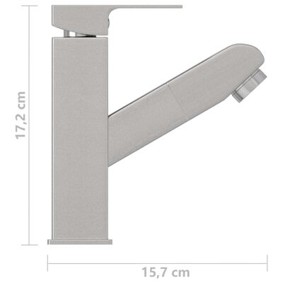 vidaXL Badrumsblandare med utdragbar pip silver 157x172 mm