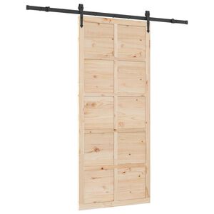 vidaXL Skjutd&ouml;rr Naturlig 80 x 208 cm Massiv furu