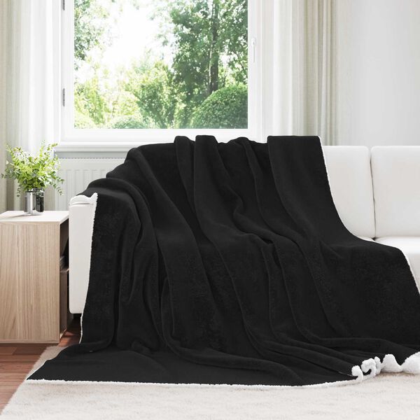 vidaXL Kastfilt Svart 240 x 270 cm Fleece