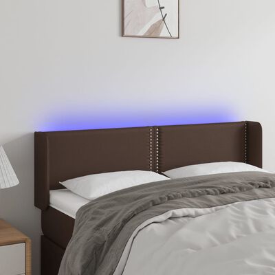 vidaXL Sänggavel LED brun 147x16x78/88 cm konstläder