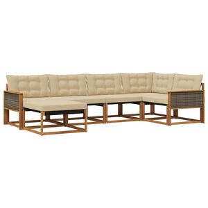 vidaXL Utomhussoffset med kudde 6 pcs Naturlig och Beige