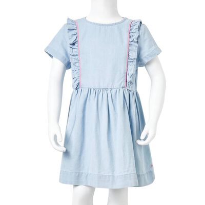 Barnklänning med volanger mjuk blå 92