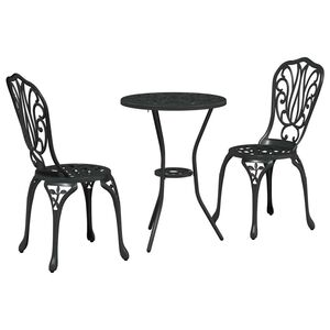 vidaXL Tr&auml;dg&aring;rds Bistro Set 3 st Svart Aluminium