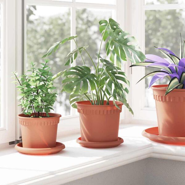 vidaXL Rund Blomkruka 24 pcs Murgr&ouml;n &Oslash; 15 x 12 cm Plast