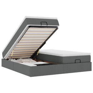 vidaXL Ottoman s&auml;ngram med madrasser m&ouml;rkgr&aring; 200x200 cm tyg