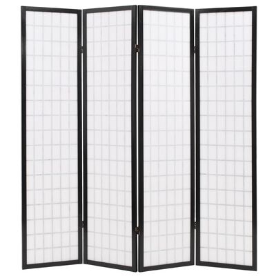 vidaXL Rumsavdelare med 4 paneler japansk stil 160x170 cm svart