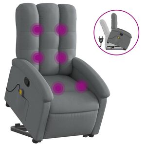 vidaXL Massagef&aring;t&ouml;lj med uppresningshj&auml;lp m&ouml;rkgr&aring; tyg
