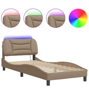 vidaXL Bed Frame with LED without Mattress "Hvar" Cappuccino 80x200 cm