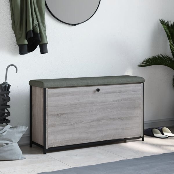 vidaXL Skob&auml;nk med flip-l&aring;da gr&aring; sonoma 102x32x56 cm