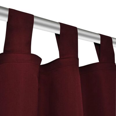 2-pack gardiner med öglor i vinröd microsatin 140 x 225 cm