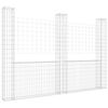 vidaXL U-formad gabionkorg med 3 stolpar j&auml;rn 260x20x200 cm