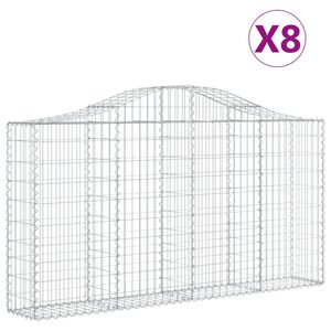 vidaXL Gabioner b&aring;gformade 8 st 200x30x100/120 cm galvaniserat j&auml;rn