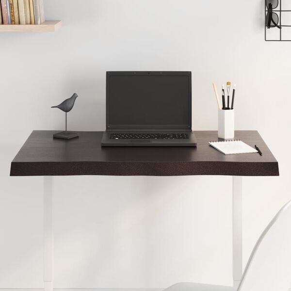 vidaXL Bordsskiva m&ouml;rkbrun 80x60x(2-4) cm massivt tr&auml; levande kant
