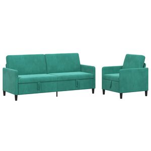 vidaXL Soffgrupp med f&ouml;rvaring 2 st Turkos Polyester