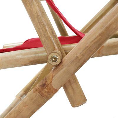 vidaXL Reclinerstol röd bambu och tyg