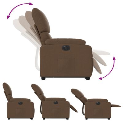 vidaXL Elektrisk reclinerfåtölj med uppresningshjälp brun tyg