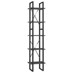 vidaXL Bokhylla 5 hyllplan gr&aring; 40x30x175 cm massiv furu