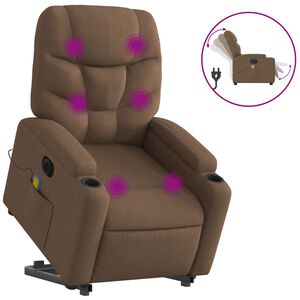 vidaXL Elektrisk massagef&aring;t&ouml;lj med uppresningshj&auml;lp brun tyg