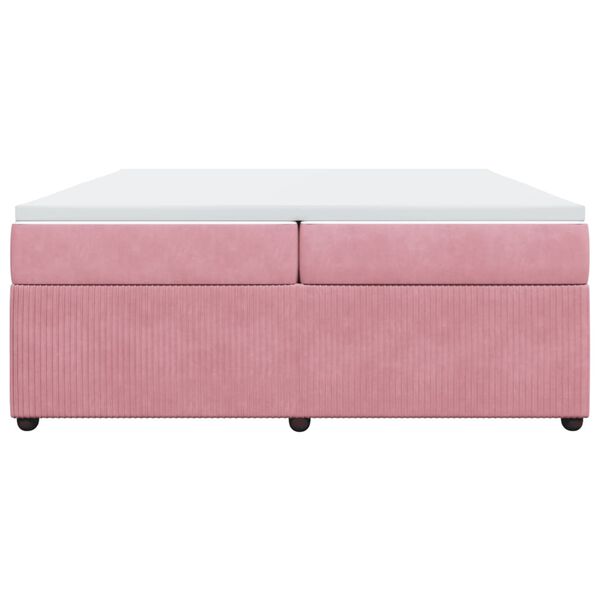vidaXL Rams&auml;ng med madrass rosa 200x200 cm sammet