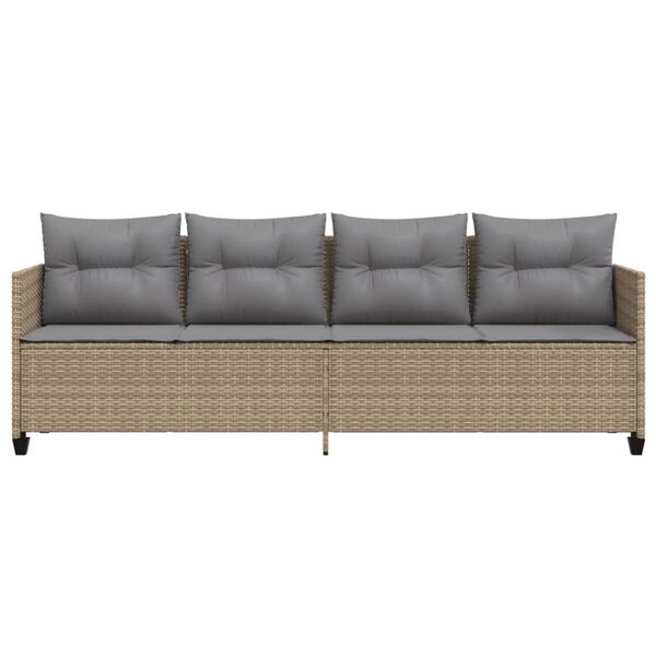 vidaXL Solsäng med dynor beige konstrotting