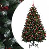 vidaXL Konstgjord julgran gr&ouml;n med julkulor 150 cm 150 LED-lampor